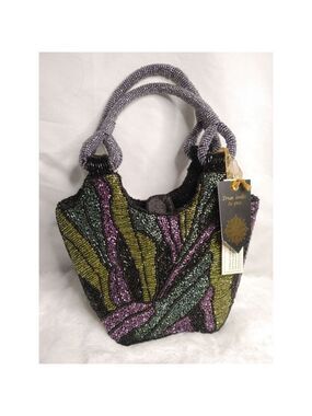 New! From India to You Green Abstract Hand Beaded Bag Viral TikTok
